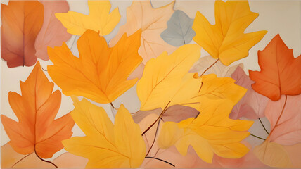 Fototapeta premium A painting of leaves on a background
