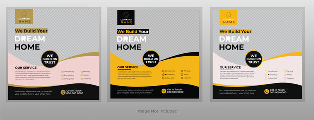 Clean and professional Construction social media post banner, Instagram post, Plumber Service Social Media web banner, home repair social media post design,  construction agency Design Template