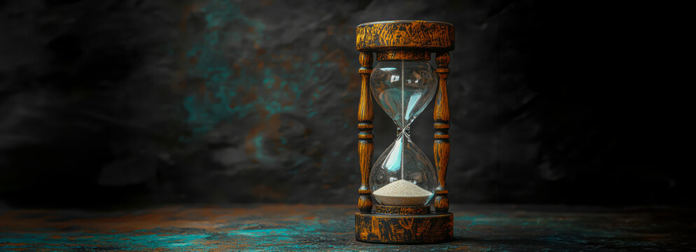 Timeless Charm Vintage Hourglass on Black Background - A Captivating Image of Elegance