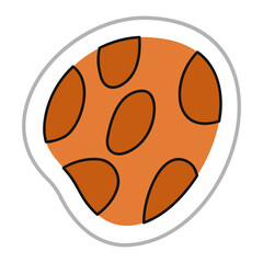 Halloween orange cookie sticker. Color flat vector illustration.