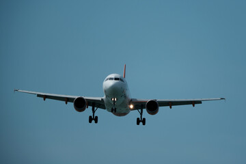 Airplane in the sky. Landing.
