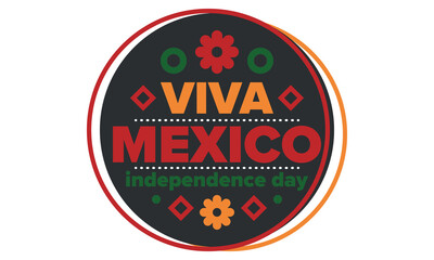 Viva Mexico. Mexican Independence Day. Happy holiday. Celebrate annual in September 16. Freedom day. Patriotic mexican design. Poster, card, banner, template, background. Vector illustration