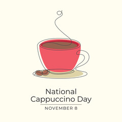 National Cappuccino Day vector design template good for celebration usage. National Cappuccino Day design. Continuous line drawing. eps 10.