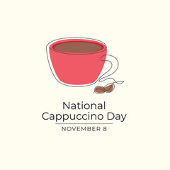 National Cappuccino Day vector design template good for celebration usage. National Cappuccino Day design. Continuous line drawing. eps 10.