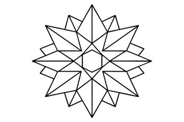 Crystal Mandala Featuring Geometric Shapes and Facets - Sharp, Clear Lines for Coloring Book