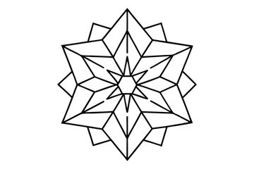 Crystal Mandala Featuring Geometric Shapes and Facets - Sharp, Clear Lines for Coloring Book