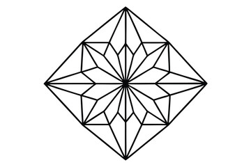 Crystal Mandala Featuring Geometric Shapes and Facets - Sharp, Clear Lines for Coloring Book