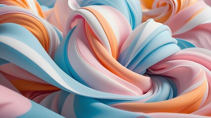 Colorful fabric displaying swirling motifs, blending hues to form a visually striking and engaging textile