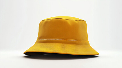 Fototapeta premium 3D yellow bucket hat on white background. Mockup for design