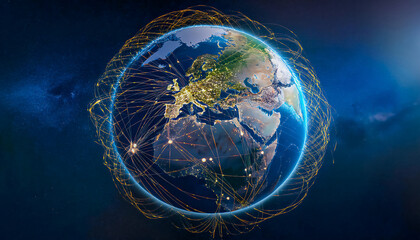 Fototapeta premium High-speed big data transmission concept, internet technology concept, transport routes, abstract wallpaper
