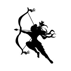 Vector illustration of lord Ram silhouette on transparent background