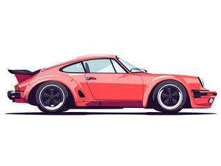retro sport car illustration clipart isolated on white. AI generated