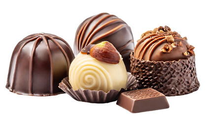Chocolate candies on white background