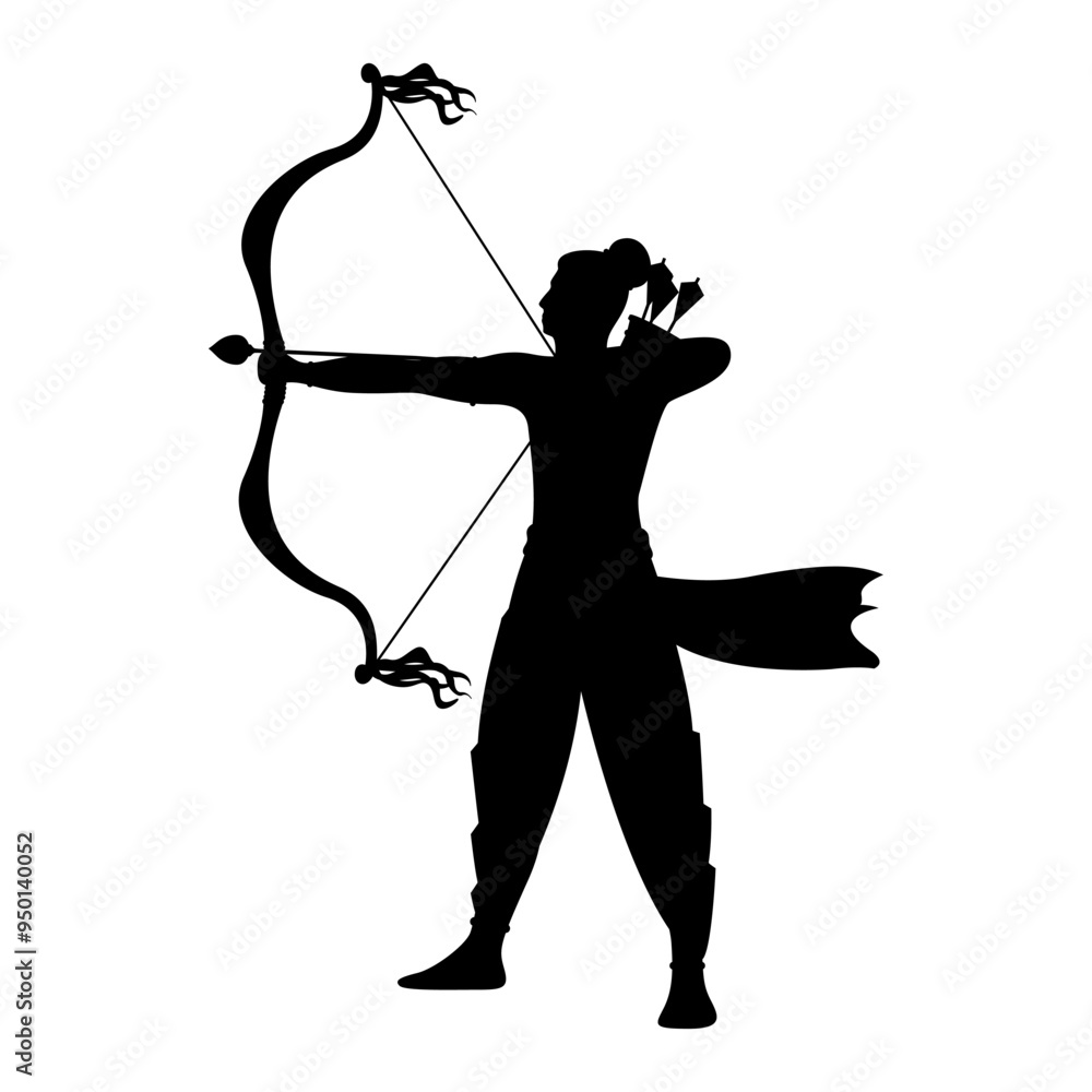 Wall mural vector illustration of lord ram silhouette on transparent background