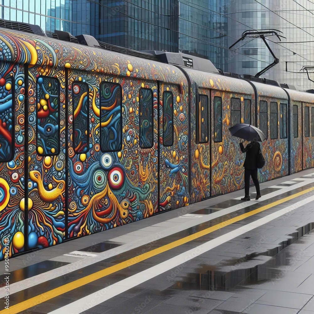 Wall mural 172 generative graffiti tram walls adorned with constantly evolv