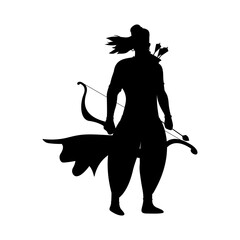 Vector illustration of lord Ram silhouette on transparent background