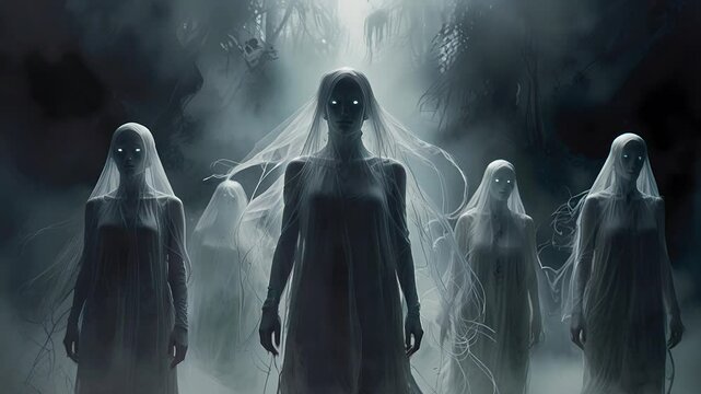 Creepy transparent figure, Halloween background