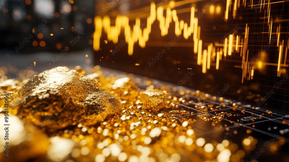 Leinwandbilder a detailed view of a gold chart with historical data and future projections, displayed on a high-res