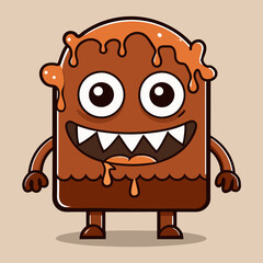 Chocolate Monster Playful Vector Design with Drips and Bite Marks