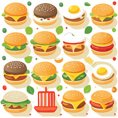 Collection of fast food. vector illustration.