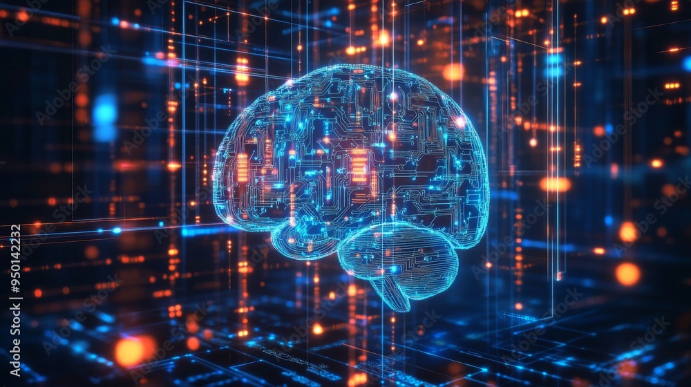 Leinwandbilder a digital brain made of circuits and glowing lines, representing the concept of artificial intellige