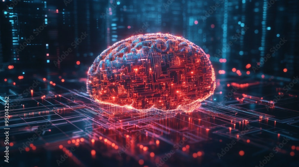 Leinwandbilder a digital brain made of circuits and glowing lines, representing the concept of artificial intellige