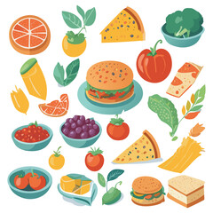 Collection of fast food. vector illustration.