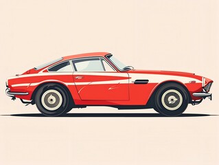 retro sport car illustration clipart isolated on white. AI generated
