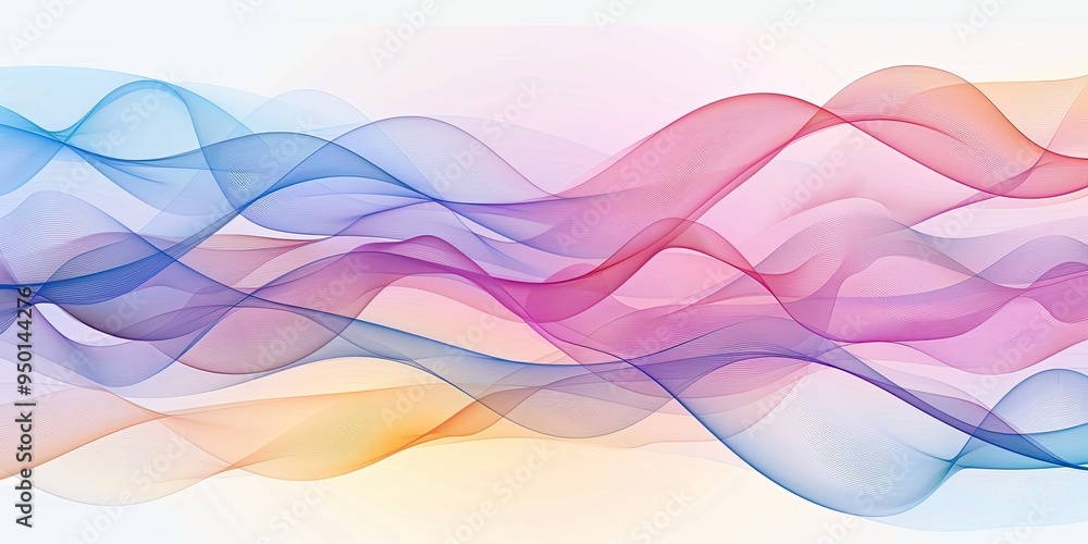 Poster abstract background of color waves on white background