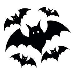 Halloween bats silhouette isolated on a white background, Halloween Vector illustration