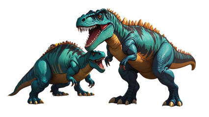 Fototapeta premium Set Of Large Monster Dinosaur that live during the Cretaceous age isolated on background....