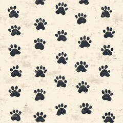 Fototapeta premium Vintage Animal Print cats paws pattern on vintage beige fabric background, seamless repeating pattern, textile print style, minimal, Animal Print design, seamless crab shell pattern, home decor