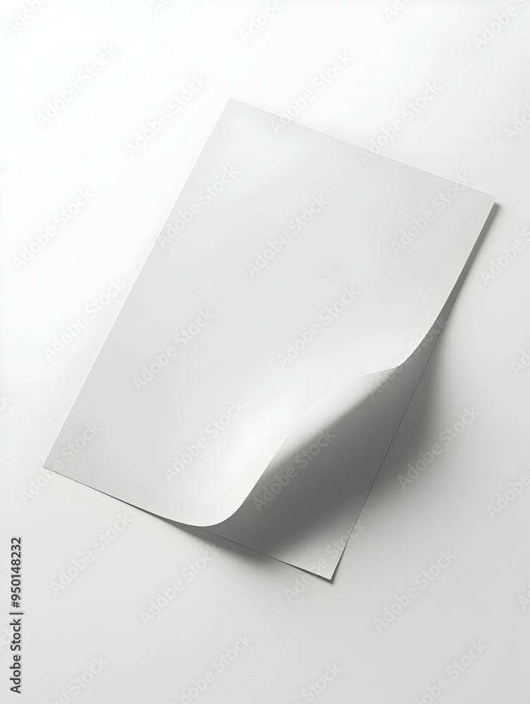 Poster pristine white a4 paper sheet with delicate texture and crisp edges on minimalist studio backdrop