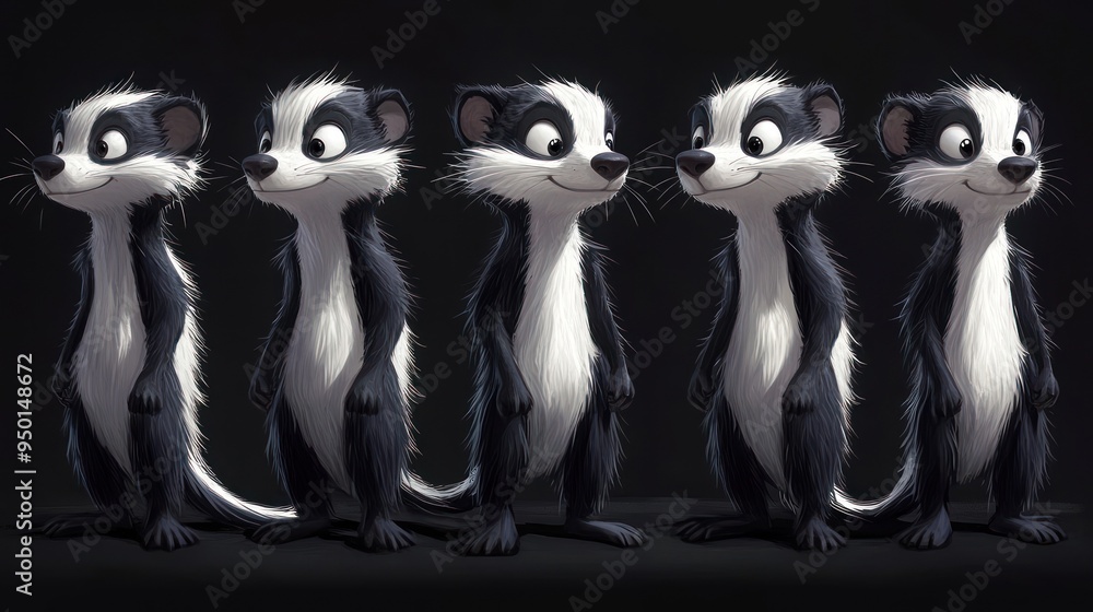 Canvas Prints A series of stylized cartoon badgers in various poses and expressions.