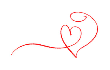 Heart Swirl One Line Crayon Chalk Drawing Vector