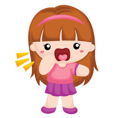 Kids Activity Calling Yelling Girl Expression Cartoon Illustration Vector Clipart Sticker Decoration Background