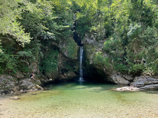 Grmecica Waterfall or Wasserfall Grmecica, Slowenien - Slap Grmečica, Log v Bohinju, Slovenia (Slovenija)