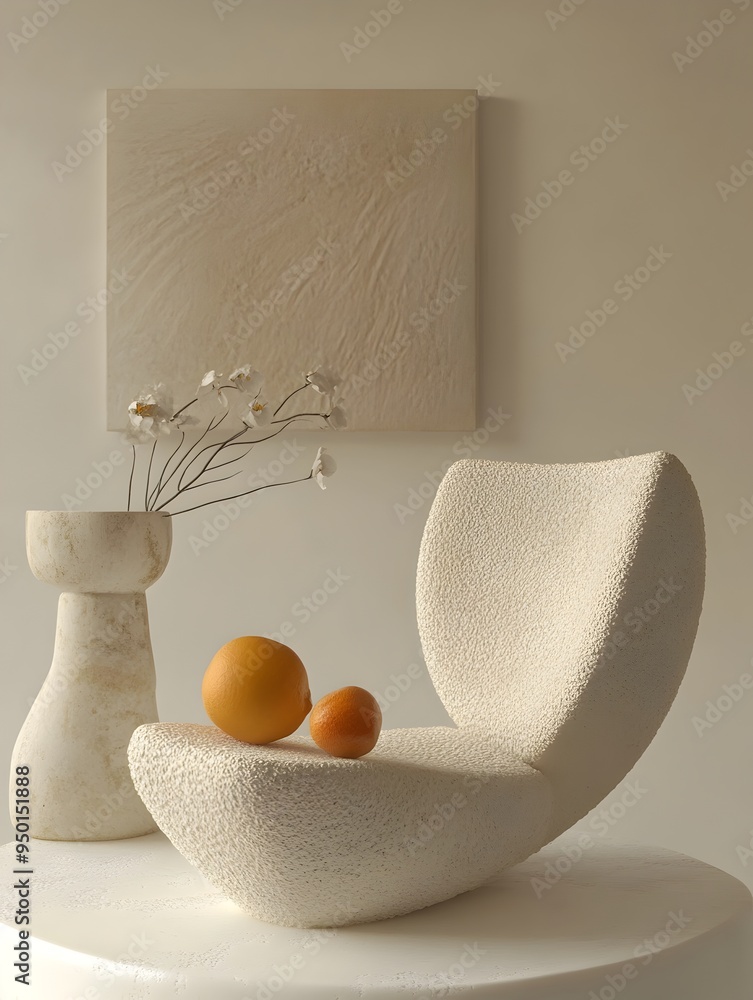Poster satin velvet furnishings and decorative objects in minimalist studio setting with rich color gradien