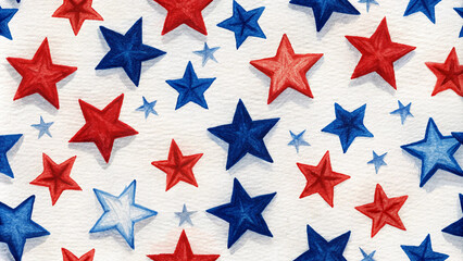 Obraz premium Patriotic Stars Pattern in Red, White, and Blue for American Holiday Decorations