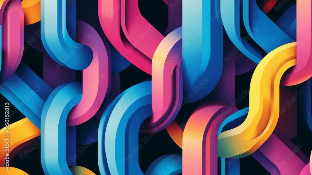 Aufkleber a geometric abstract background featuring interlocking shapes and vibrant colors, providing a modern