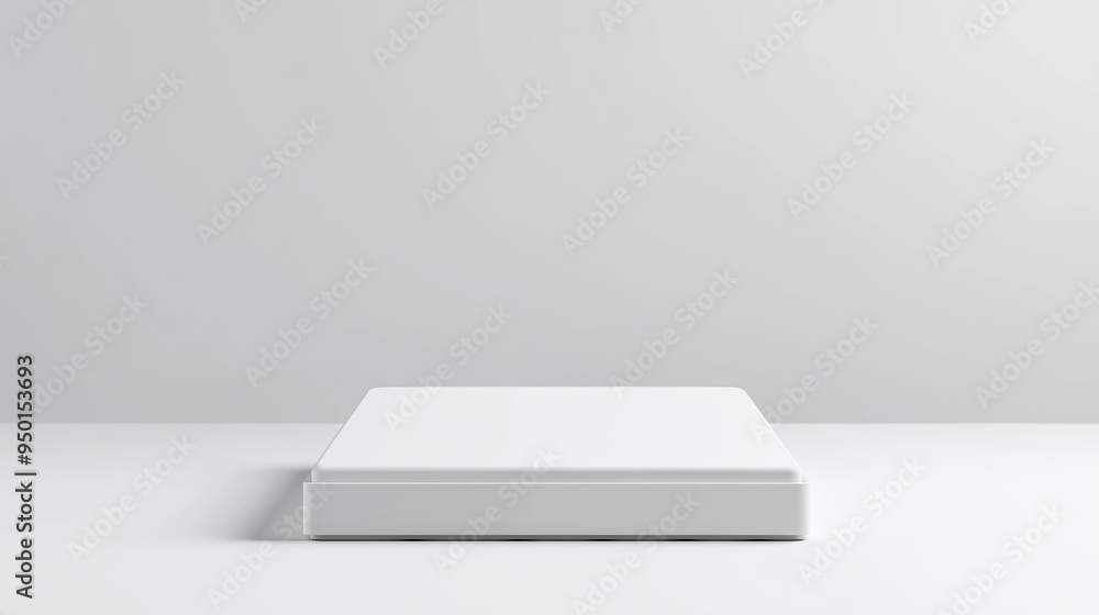 Aufkleber white table stage podium empty mock up background - empty table podium mock up for cosmetics product