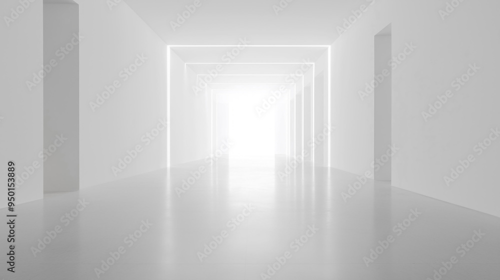Poster white empty corridor minimalistic background