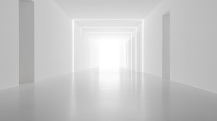 White empty corridor minimalistic background