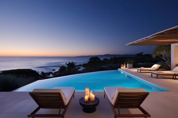 Obraz premium Luxury Romantic Coastal Retreats for Couples at Upscale Resorts for Serene Twilight Escapes