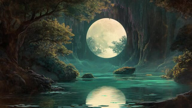 Fantastic Sci-fi landscape with glowing effect