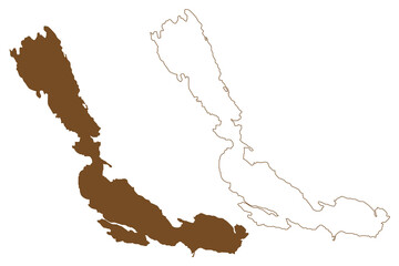 Ekeron island (Kingdom of Sweden) map vector illustration, scribble sketch Ekerön or Ekero map