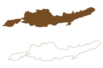 Ellingsoya island (Kingdom of Norway) map vector illustration, scribble sketch Ellingsoy map