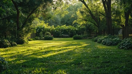 Serene green oasis with lush foliage and a peaceful walking path in a tranquil outdoor setting inviting visitors to escape relax and rejuvenate in the beauty of nature