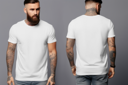 Editable tattooed model t-shirt  png mockup, transparent design