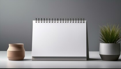 Empty spiral desk calendar mock-up. Minimal photography with space for text